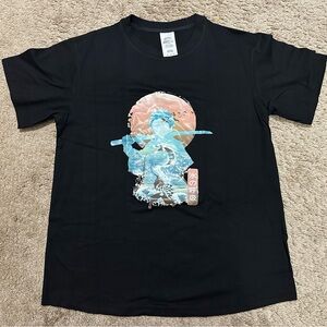 Gildan Black Kids T-Shirt with Samurai Graphic D-51